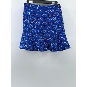 J.CREW Women's Blue Floral Ruffle-Hem Mini Skirt SZ 0